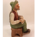 Vintage Porcelain Figurine of Old Man with Faithful Dog