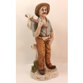 Vintage Porcelain Figurine of Old Man with Knapsack on Shoulder