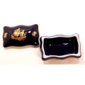 Small Limoges Trinket Box with Lid Cobalt Blue and 22Carat Gold Decoration