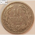 Hungary 1893 10 Filler Coin Circulated