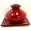 Red Bud Vase with Red Underplate Glassware