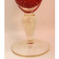 Red Goblet and Small Red Bowl Bubble or Bolle Glass