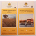 Two Vintage Folded AA Road Maps Pretoria to Upington 1994 & Pretoria to Bloemfontein 1995