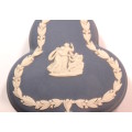 Wedgwood Blue Jasperware Club Shaped Small Ring Box `Sleeping Cupid` with Lid