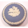 Wedgwood Blue Jasperware Round Trinket Box `Helios` with Lid
