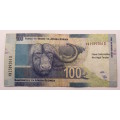 South Africa R100 Gill Marcus MK Circulated Bank Note 2014 (Very Fine.)