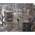 `Rainy Day Hong Kong, Trams and Buses on Des Voeux Road` Original Digital Download Stock Photo
