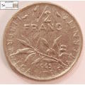 France 1/2 Franc Coins 1965 XF40 Circulated
