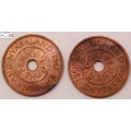 Rhodesia and Nyasaland 1961 and 1962 One Penny (Two Coins) Circulated