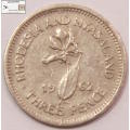Rhodesia and Nyasaland 3d Three Pence (Tickey) 1962 VF20 Circulated