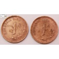 Rhodesia 1 Cent Coin 2 x 1970 (Two Coins) XF40 Circulated