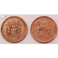 Rhodesia 1 Cent Coin 2 x 1970 (Two Coins) XF40 Circulated