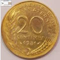 France 20 Centimes 1981 Coin XF40 Circulated