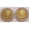 2 x South Africa 5 Rand Coin 2018 Nelson Mandela Centenary (Two Coins) VF20 Circulated
