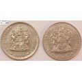 South Africa 20 Cent 1978 and 1987 x 2 (Two) Coins XF40 Circulated