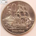 New Zealand 50 Cent Coin 1980 Endeavour Circulated.