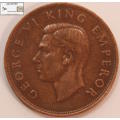 New Zealand 1 Penny Coin 1943 XF40 Circulated