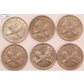New Zealand 3 Pence Coins 1947/1954/1955/1959x2/1961 (Six Coins) Circulated