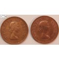 South Africa 1/2 Penny 1955 & 1958 Coins (Two) VF20 Circulated