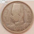 Egypt 2 Qirsh (2 Piastres) King Farouk 1937 Coin Circulated