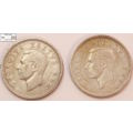 South Africa 1 Shilling 2 x 1951 Coins (Two) VF20 Circulated
