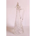 Elegant Art Deco Style  Handled Cut Glass Wine or Sherry Decanter with Glass Stopper