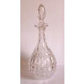 Edwardian Style Tall Bell Shaped Cut Glass Liquor Decanter with Glass Stopper.