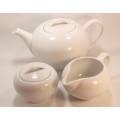 Gordon Ramsay Maze White Teapot, Milk Jug and Sugar Bowl, Stoneware Made in Indonesia