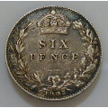 Great Britain 1905 Edward VII .925 Sterling Silver {6d} Six Pence in VF+/XF Scarce Collectable Coin.