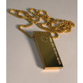 Large Size South African Gold Company 24Kt Gold Bar Pendant with 54 cm Gold Chain Necklace