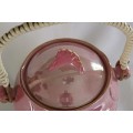 STUNNING! Ultra Rare c 1940 Maling Pink Lustreware Lidded Biscuit Barrel with Handle