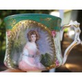 Cutest hand-painted miniature COFFEE cup & saucer. "OLD ENGLISH MASTERS" series