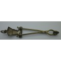 WOW!! Unusual Victorian brass Chatelaine skirt lifter.
