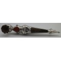 Antique Scottish Sterling Silver Small Dirk Kilt Pin/brooch with Jasper, Agate and Cairngorm citrine