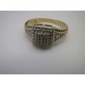 9ct yellow gold and diamond cluster NMJ DESIGNER ring. Diamond: 0.22ct Size: J-K SI Certificate