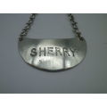 Sterling Silver SHERRY Decanter label. 16grms. 5.5cm x 3.7cm