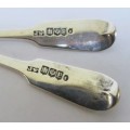 FOR CHRIS ONLY PLEASEPair Antique Hallmarked Sterling Silver mustard spoons. Edinburgh 1855 Maker JW