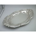 VINTAGE SILVER PLATED REPOUSSE OVAL SERVING BOWL GREAT CONDITION