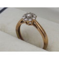 Gorgeous Vintage 9ct Rose Gold & 8 diamond cluster ring  Size K,  1.6 grms