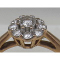 Gorgeous Vintage 9ct Rose Gold & 8 diamond cluster ring  Size K,  1.6 grms