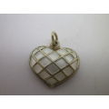 DAVID ANDERSON NORWAY GILDED STERLING SILVER and WHITE ENAMEL HEART PENDANT 2 X 2cm