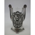 Antique Art Nouveau WMF Germany Small Silver Plated Holder with glass liner. Ornate Cherub design