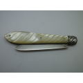 Antique Silver Blade folding pocket Knife.Mother of pearl handle Sheffield 1896 Edward Bradley
