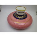 Royal Doulton Dusky Pink and Navy Flambe Porcelain Vintage Vase 11.2 x 19.5cm