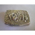 Vintage Hans Jensen, Denmark Silverplated Repousse pill or snuff box depicting musicians with their