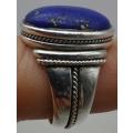 Lapis Lazuli and Sterling Silver vINTAGE Ring  Size:N1/2  9 grms