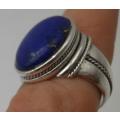 Lapis Lazuli and Sterling Silver vINTAGE Ring  Size:N1/2  9 grms