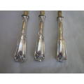 HALLMARKED CONTINENTAL SILVER HANDLED ART NOUVEAU 3 PIECE HORS D`OEVRE SERVING SET