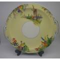 GRINDLEY, TUNSTALL, England Buttercup Yellow floral Cake Serving Plate. PRETTY!