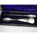 Antique Hallmarked Silver handled Shoe Horn & Boot Hook B/Ham 1912 WJ Myatt &Company Original Box